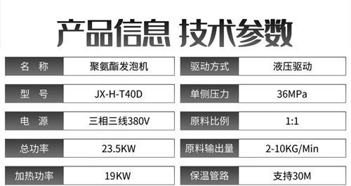JX-H-T40D液壓聚氨酯發泡機參數